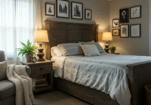 farmhouse bedroom, rustic charm
