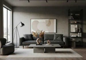 urban modern living room, sleek style